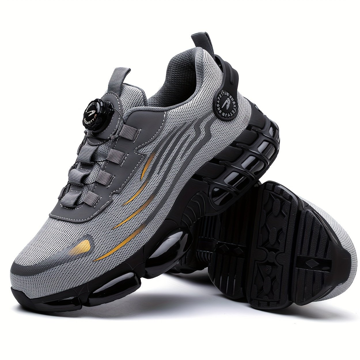 1 Pair Men'S Steel Toe Sneakers - Non-Slip Safety Work Shoes with EVA & Rubber Sole, Fabric Upper, Low Top Lace-Up Design for Running, Hiking, Outdoor Activities - Wear-Resistant, Comfortable, Universal Fit - Image 13