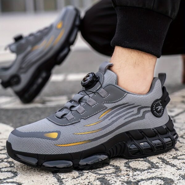 1 Pair Men'S Steel Toe Sneakers - Non-Slip Safety Work Shoes with EVA & Rubber Sole, Fabric Upper, Low Top Lace-Up Design for Running, Hiking, Outdoor Activities - Wear-Resistant, Comfortable, Universal Fit - Image 22