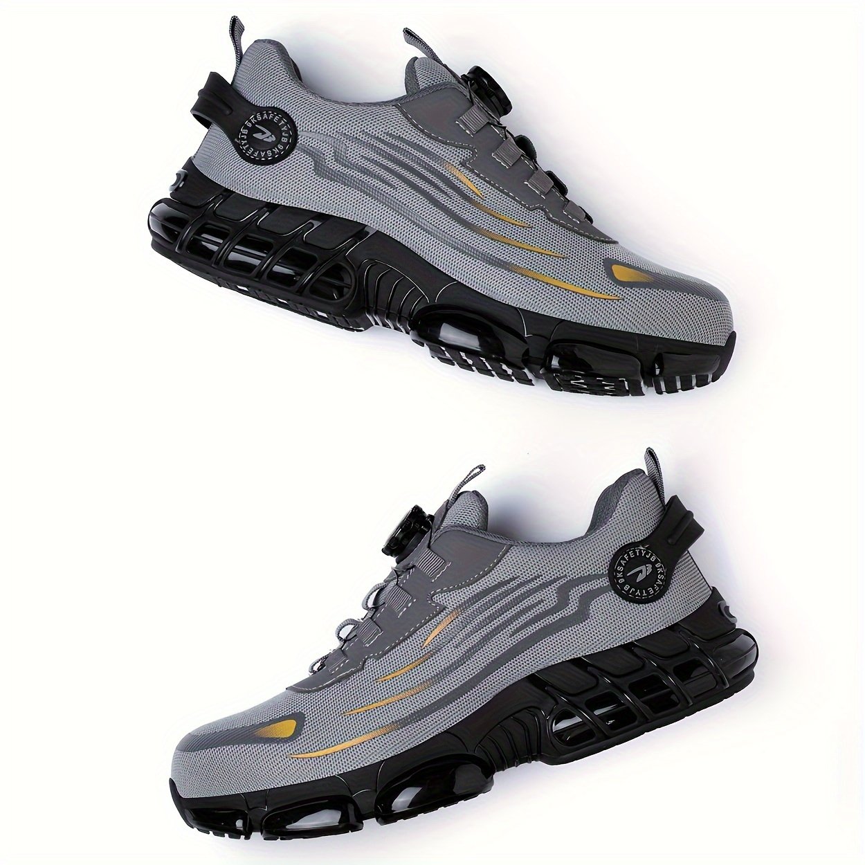 1 Pair Men'S Steel Toe Sneakers - Non-Slip Safety Work Shoes with EVA & Rubber Sole, Fabric Upper, Low Top Lace-Up Design for Running, Hiking, Outdoor Activities - Wear-Resistant, Comfortable, Universal Fit - Image 2