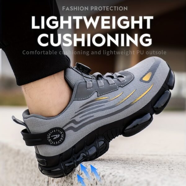 1 Pair Men'S Steel Toe Sneakers - Non-Slip Safety Work Shoes with EVA & Rubber Sole, Fabric Upper, Low Top Lace-Up Design for Running, Hiking, Outdoor Activities - Wear-Resistant, Comfortable, Universal Fit - Image 19