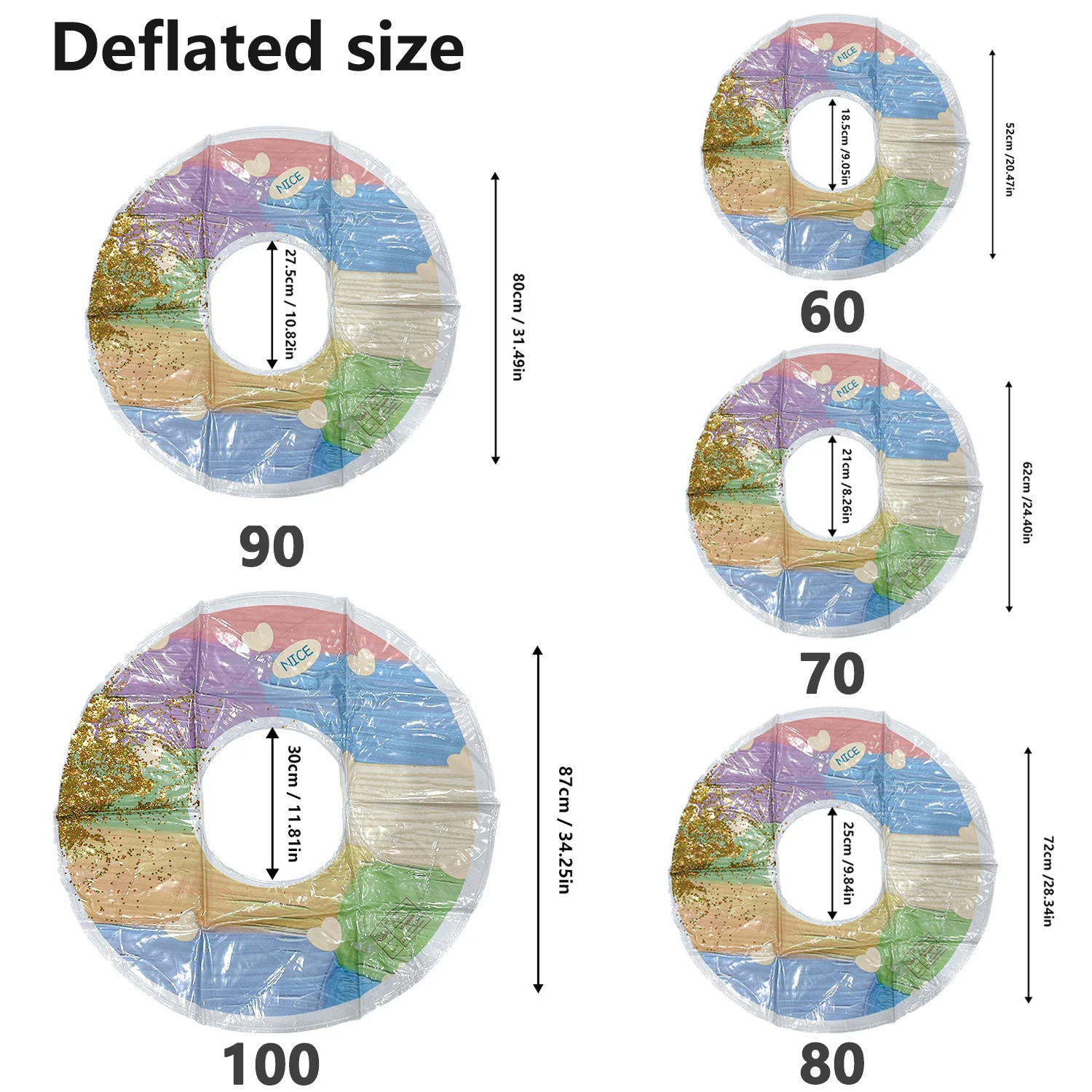1pc Sequin Oil Painting Swimming Circle PVC Floating Inflatable Swim Ring For Outdoor Beach Pool Party - Image 3