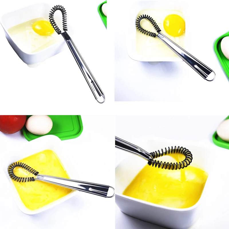 Stainless Steel Spring Manual Egg Beater Silicone Head Anti-scratch Mixer Household Kitchen Tools для кухни полезные вещи - Image 11
