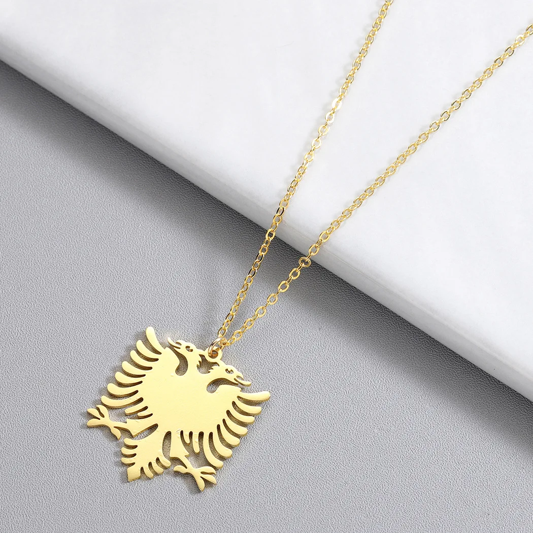 Stainless Steel Albanian Double Headed Eagle Necklace Russian Albania Flag Eagle Pendants Emblem Ethnic Jewelry Gifts Choker - Image 4