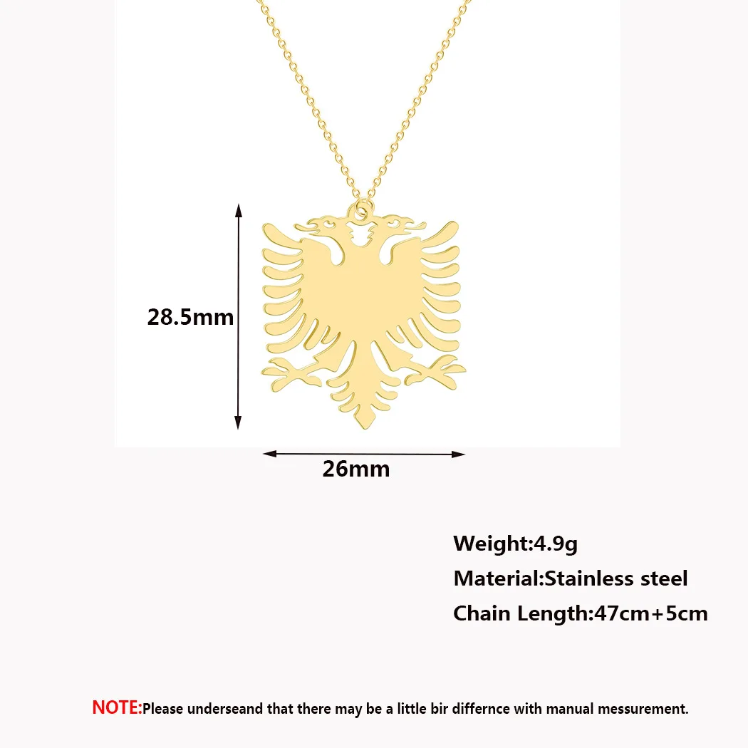 Stainless Steel Albanian Double Headed Eagle Necklace Russian Albania Flag Eagle Pendants Emblem Ethnic Jewelry Gifts Choker - Image 6