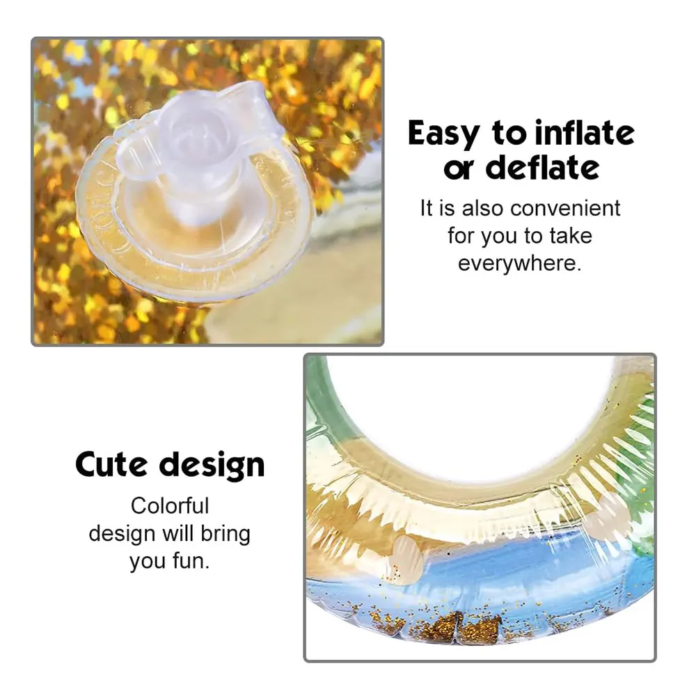 1pc Sequin Oil Painting Swimming Circle PVC Floating Inflatable Swim Ring For Outdoor Beach Pool Party - Image 5
