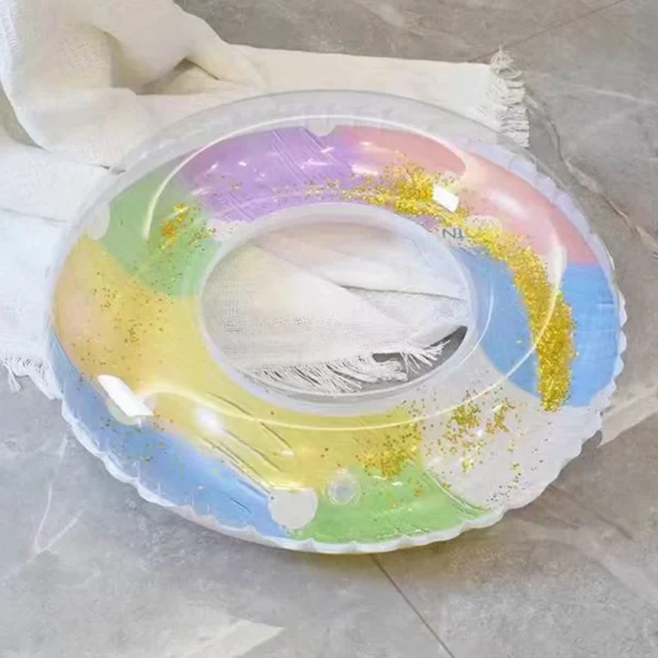 1pc Sequin Oil Painting Swimming Circle PVC Floating Inflatable Swim Ring For Outdoor Beach Pool Party - Image 4
