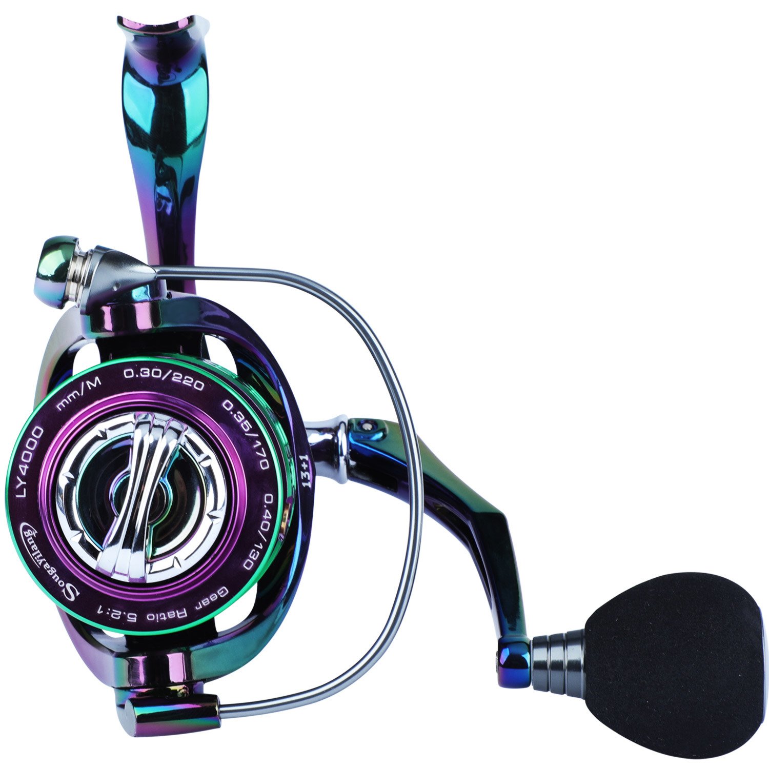 Sougayilang Ultra Smooth Spinning Fishing Reel, 13+1BB, Lightweight Aluminum Alloy, Ambidextrous Handle, Vibrant Iridescent Finish - Ideal for Freshwater & Saltwater Fishing, Fishing Gear - Image 7