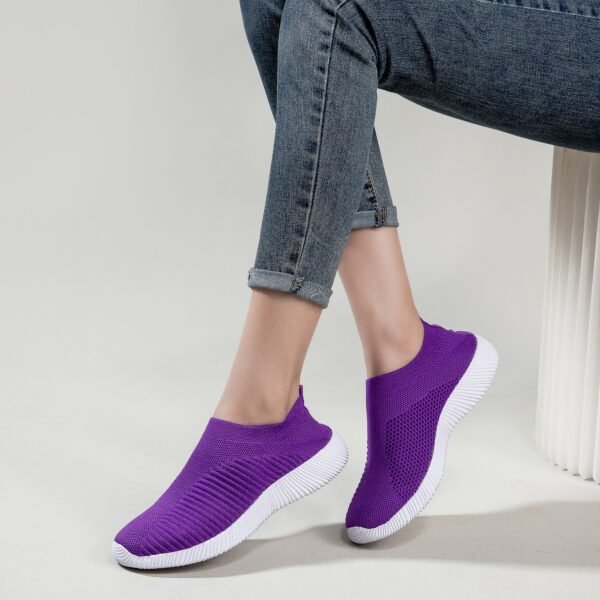 Women's Solid Color Casual Shoes, Lightweight Breathable Slip On Socks Shoes, Low Top Sneakers - Image 77