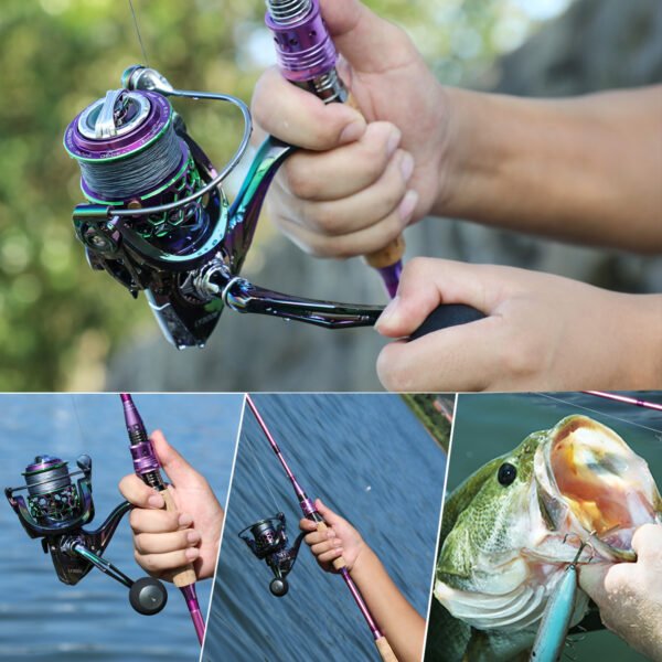 Sougayilang Ultra Smooth Spinning Fishing Reel, 13+1BB, Lightweight Aluminum Alloy, Ambidextrous Handle, Vibrant Iridescent Finish - Ideal for Freshwater & Saltwater Fishing, Fishing Gear - Image 20