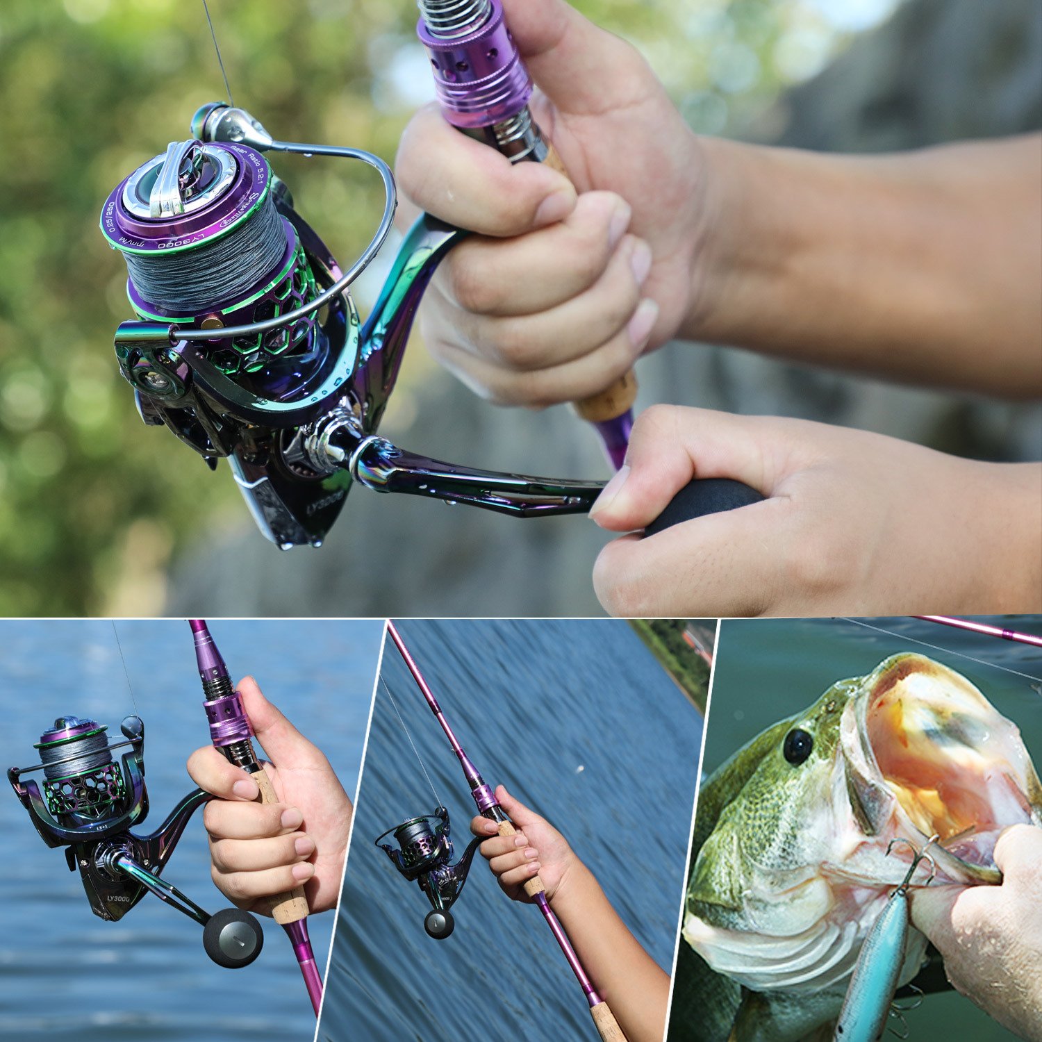 Sougayilang Ultra Smooth Spinning Fishing Reel, 13+1BB, Lightweight Aluminum Alloy, Ambidextrous Handle, Vibrant Iridescent Finish - Ideal for Freshwater & Saltwater Fishing, Fishing Gear - Image 20