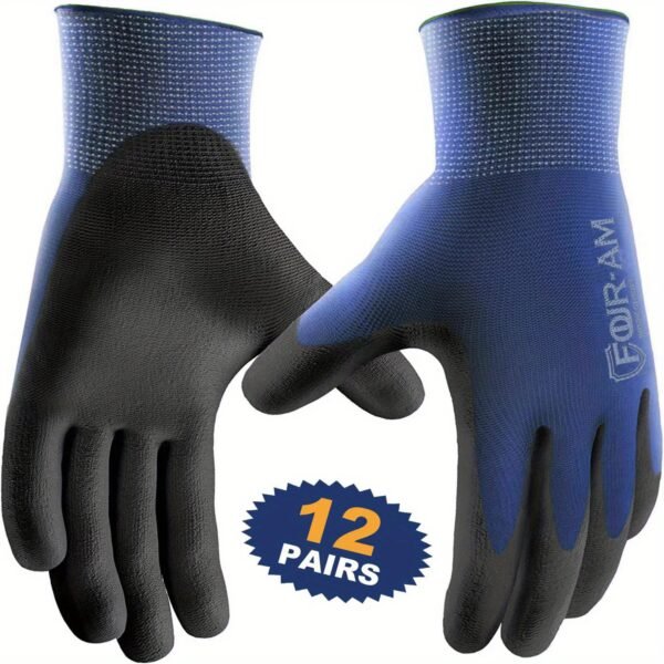 12 Pairs Ultra-Thin Safety Work Gloves - Superior Non-Slip Grip with Comfortable Elastic Knit Wrist Cuff for Effortless Daily Tasks! - Image 3