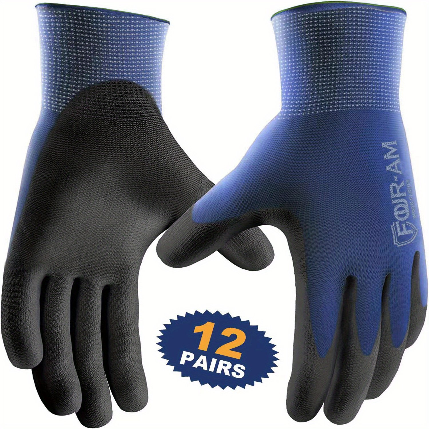 12 Pairs Ultra-Thin Safety Work Gloves - Superior Non-Slip Grip with Comfortable Elastic Knit Wrist Cuff for Effortless Daily Tasks! - Image 3
