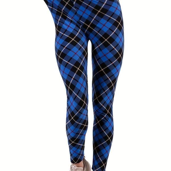 Sexy Plaid Print Leggings, Casual High Waist Elastic Fashion Bottoms Slim Leggings, Women's Clothing - Image 14