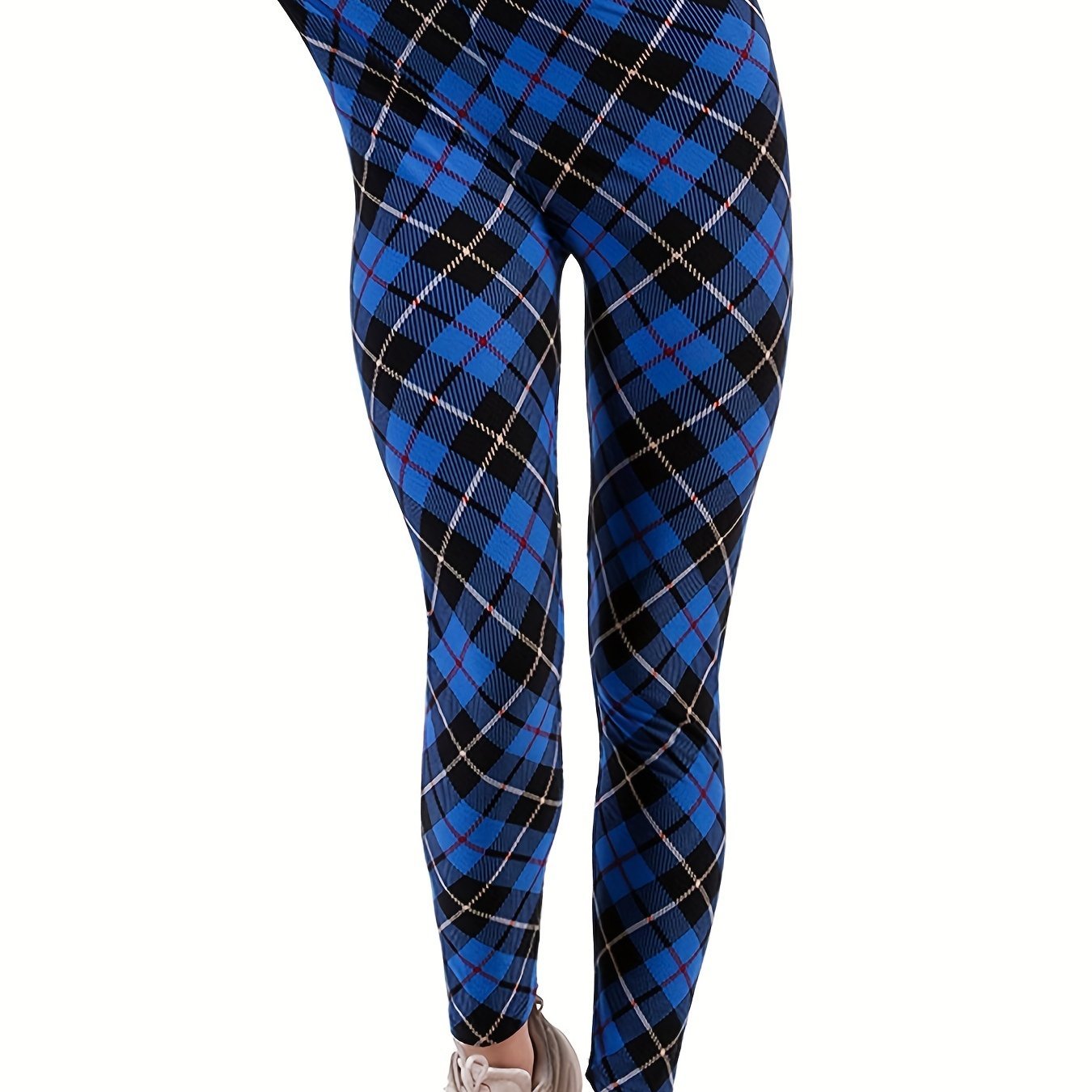 Sexy Plaid Print Leggings, Casual High Waist Elastic Fashion Bottoms Slim Leggings, Women's Clothing - Image 14