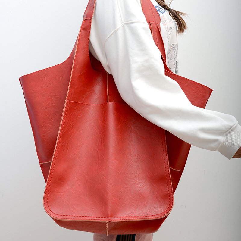 Rretro Big Tote Bag, Solid Color Large-capacity Zipper Shoulder Tote Bags, Multifunction Handbags - Image 9
