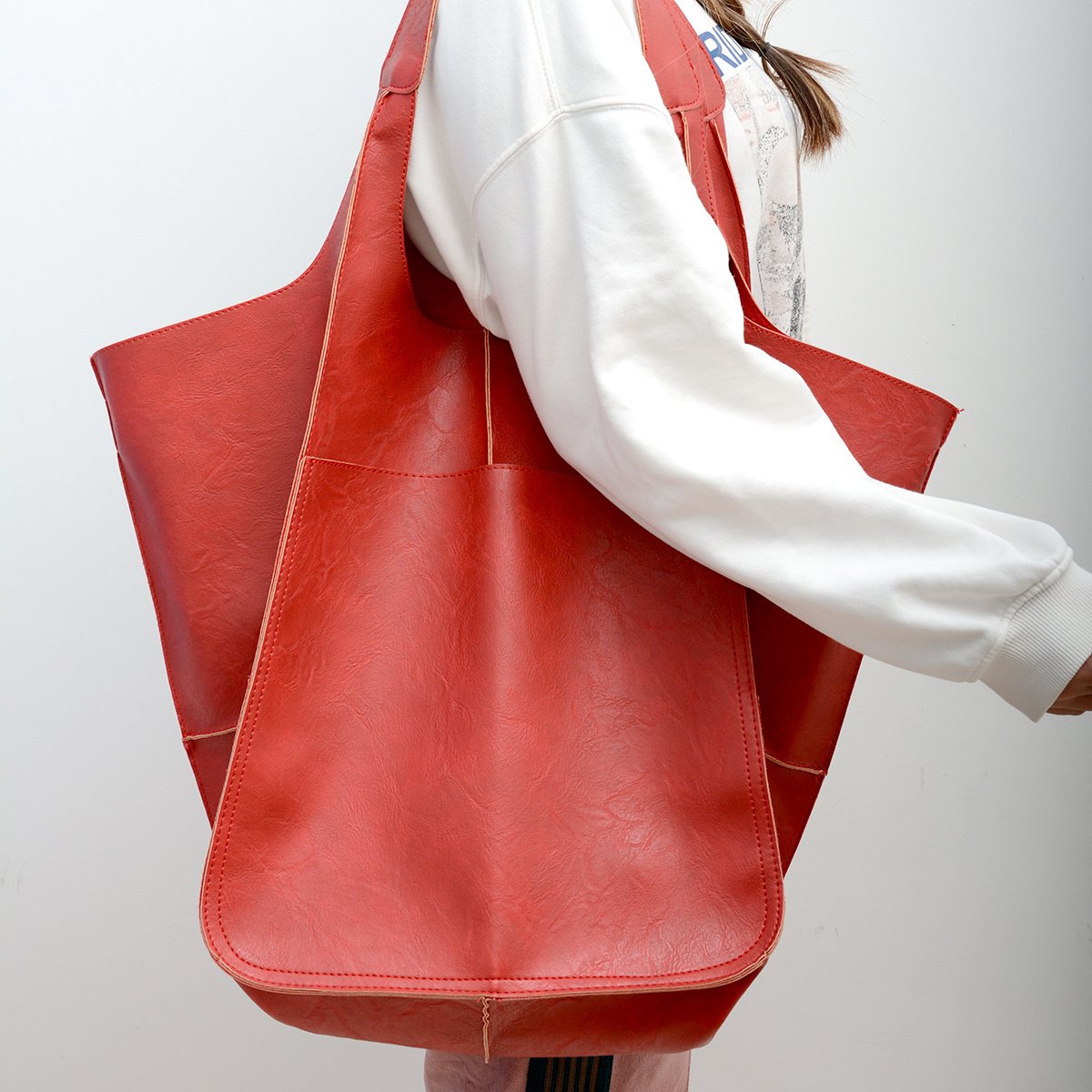 Rretro Big Tote Bag, Solid Color Large-capacity Zipper Shoulder Tote Bags, Multifunction Handbags - Image 11