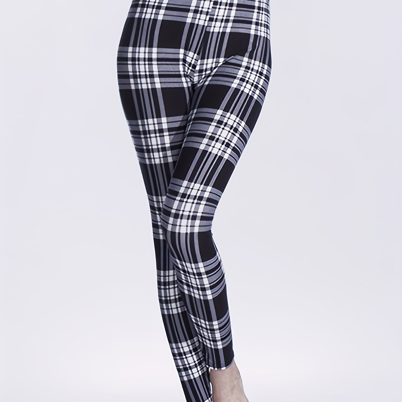 Sexy Plaid Print Leggings, Casual High Waist Elastic Fashion Bottoms Slim Leggings, Women's Clothing - Image 18