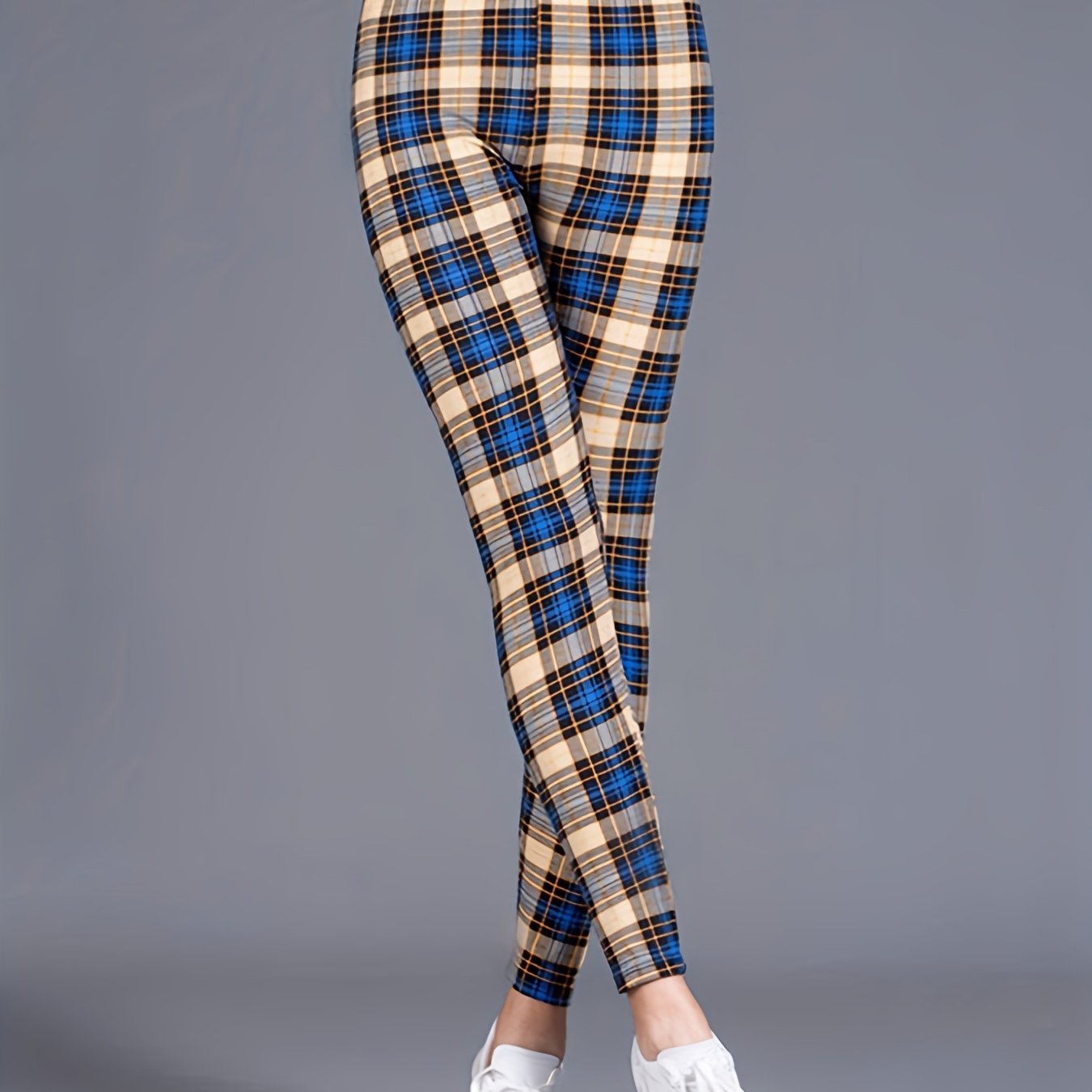 Sexy Plaid Print Leggings, Casual High Waist Elastic Fashion Bottoms Slim Leggings, Women's Clothing - Image 13