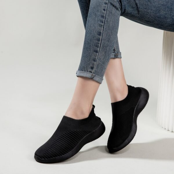 Women's Solid Color Casual Shoes, Lightweight Breathable Slip On Socks Shoes, Low Top Sneakers - Image 51