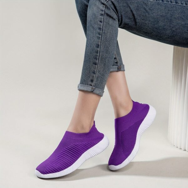 Women's Solid Color Casual Shoes, Lightweight Breathable Slip On Socks Shoes, Low Top Sneakers - Image 22