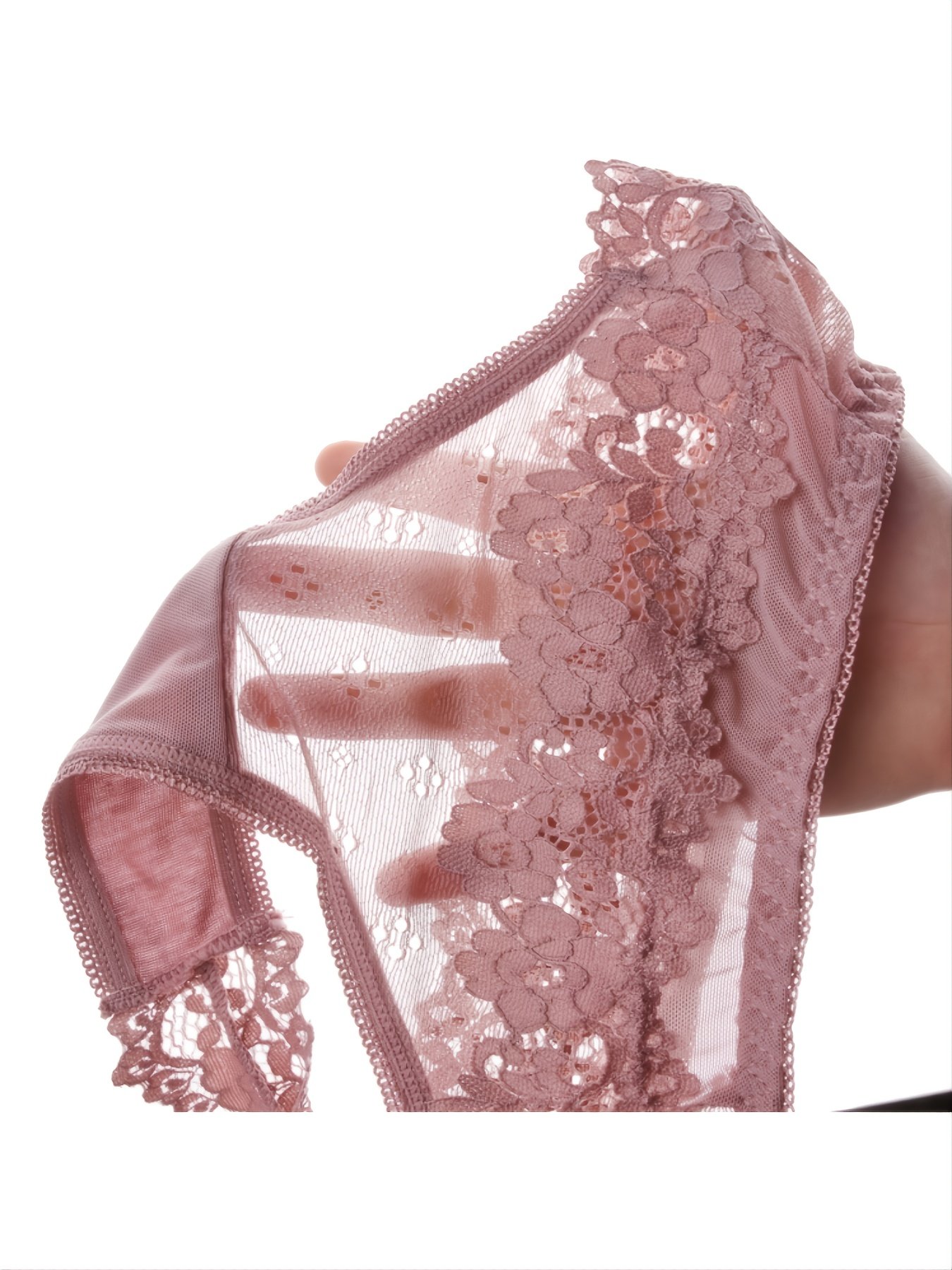 Sexy Brazilian Style Tanga Underwear Women Lace With Mesh Bikini Hipster Panty Breathable Transparent Low Waist Lingerie 5PCS/LOT - Image 5