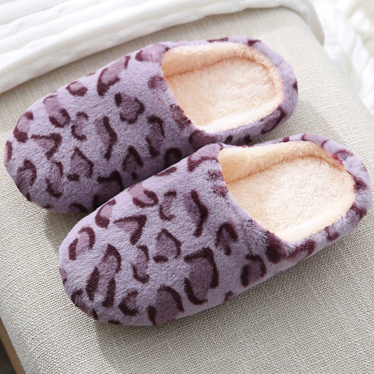 Women's Fluffy Home Slippers, Soft & Comfortable Leopard Pattern Indoor Slides - Image 23
