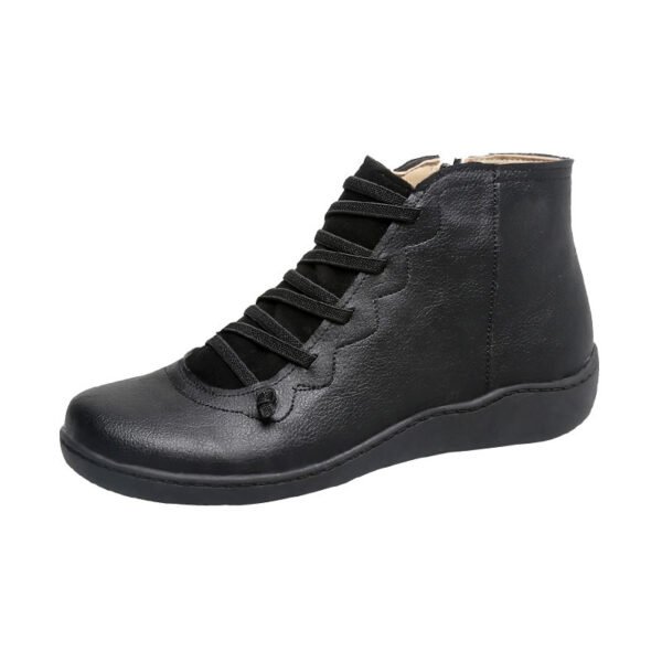Women's Flat Lace Up High Top Boots, Solid Color Comfortable Zipper Flat Sneakers, Women's Footwear - Image 6