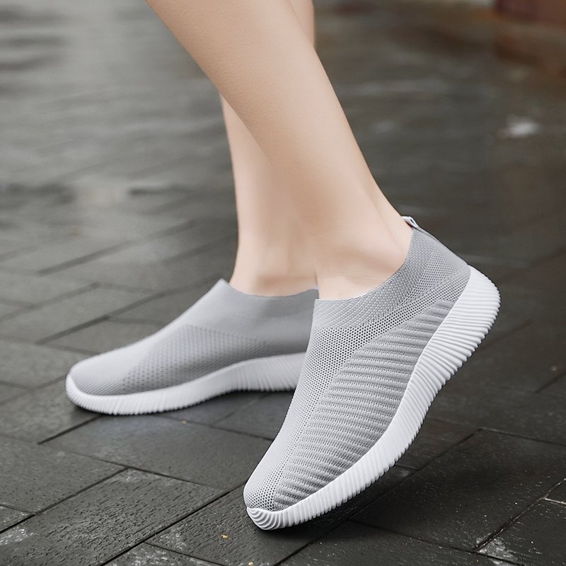 Women's Solid Color Casual Shoes, Lightweight Breathable Slip On Socks Shoes, Low Top Sneakers - Image 10