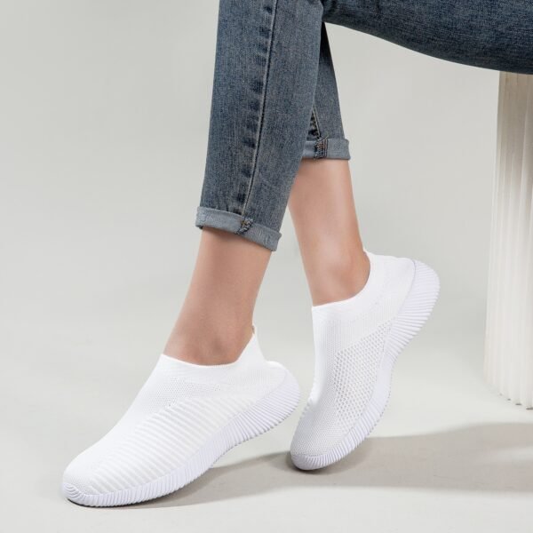 Women's Solid Color Casual Shoes, Lightweight Breathable Slip On Socks Shoes, Low Top Sneakers - Image 61