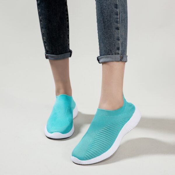 Women's Solid Color Casual Shoes, Lightweight Breathable Slip On Socks Shoes, Low Top Sneakers - Image 18