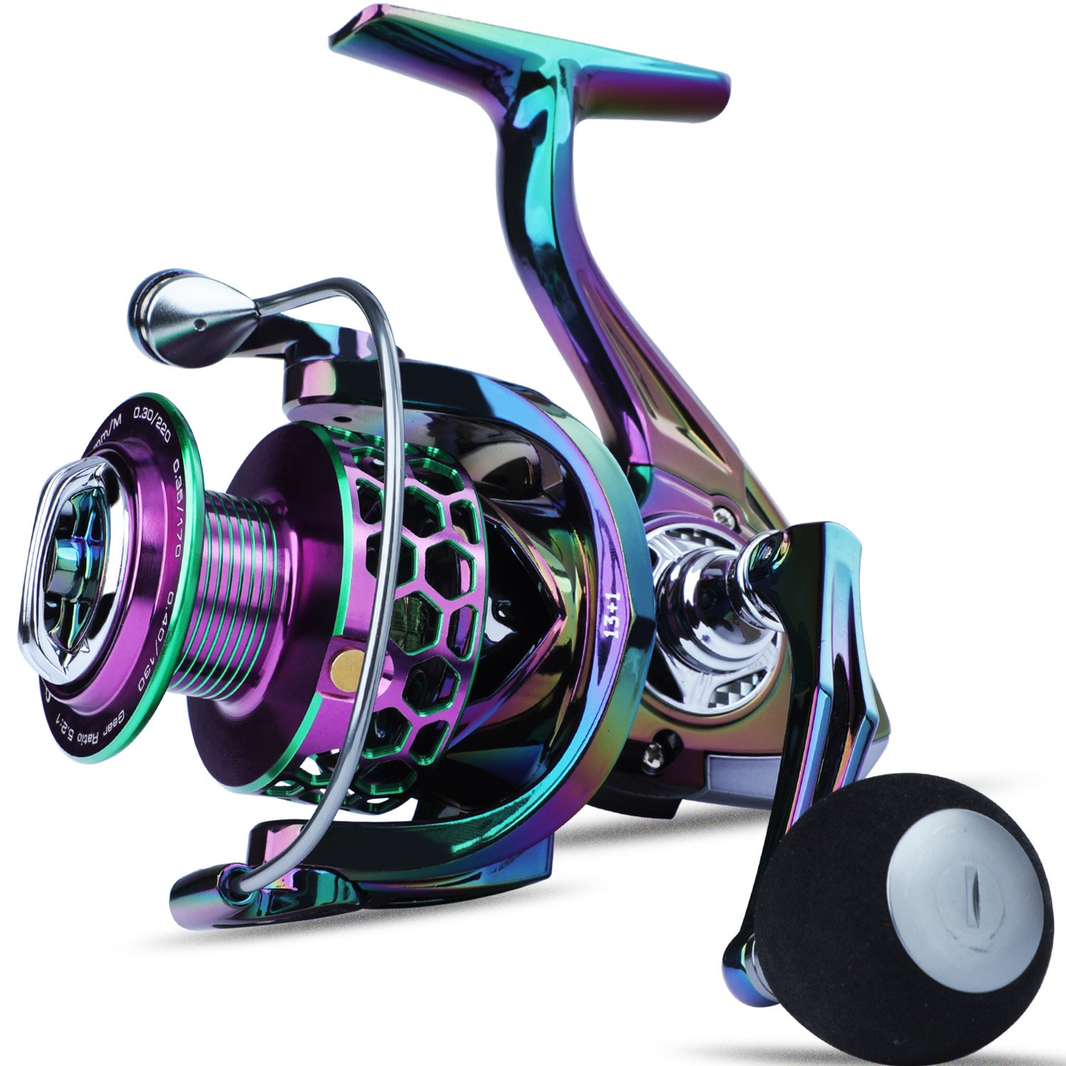 Sougayilang Ultra Smooth Spinning Fishing Reel, 13+1BB, Lightweight Aluminum Alloy, Ambidextrous Handle, Vibrant Iridescent Finish - Ideal for Freshwater & Saltwater Fishing, Fishing Gear - Image 11