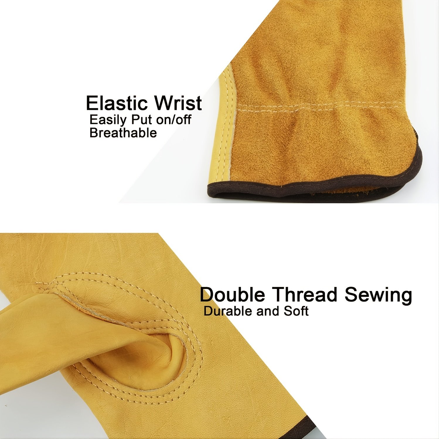 1 Pair Of Leather Work Gloves, Flexible Grip Tough Cowhide Gardening Gloves For Wood Cutting/Construction/Truck Driving/Garden/Yard Working For Men And Women - Image 2