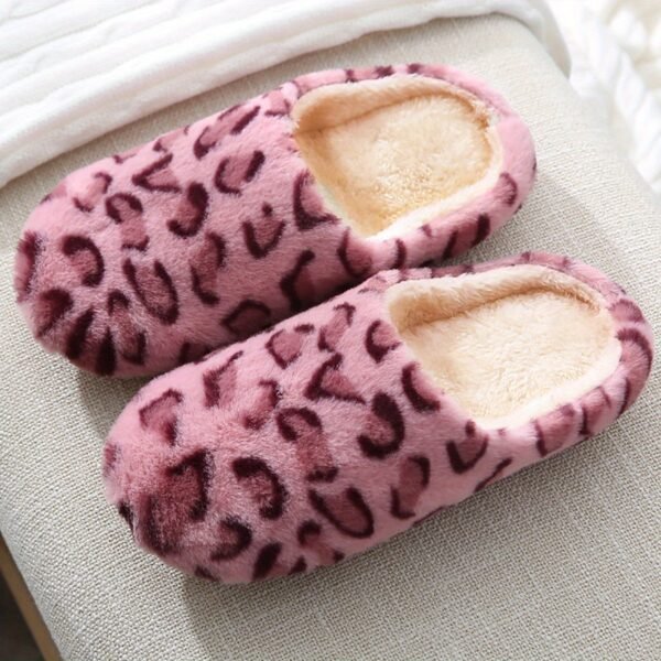 Women's Fluffy Home Slippers, Soft & Comfortable Leopard Pattern Indoor Slides - Image 3
