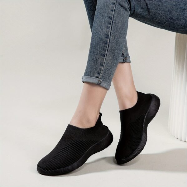 Women's Solid Color Casual Shoes, Lightweight Breathable Slip On Socks Shoes, Low Top Sneakers - Image 62