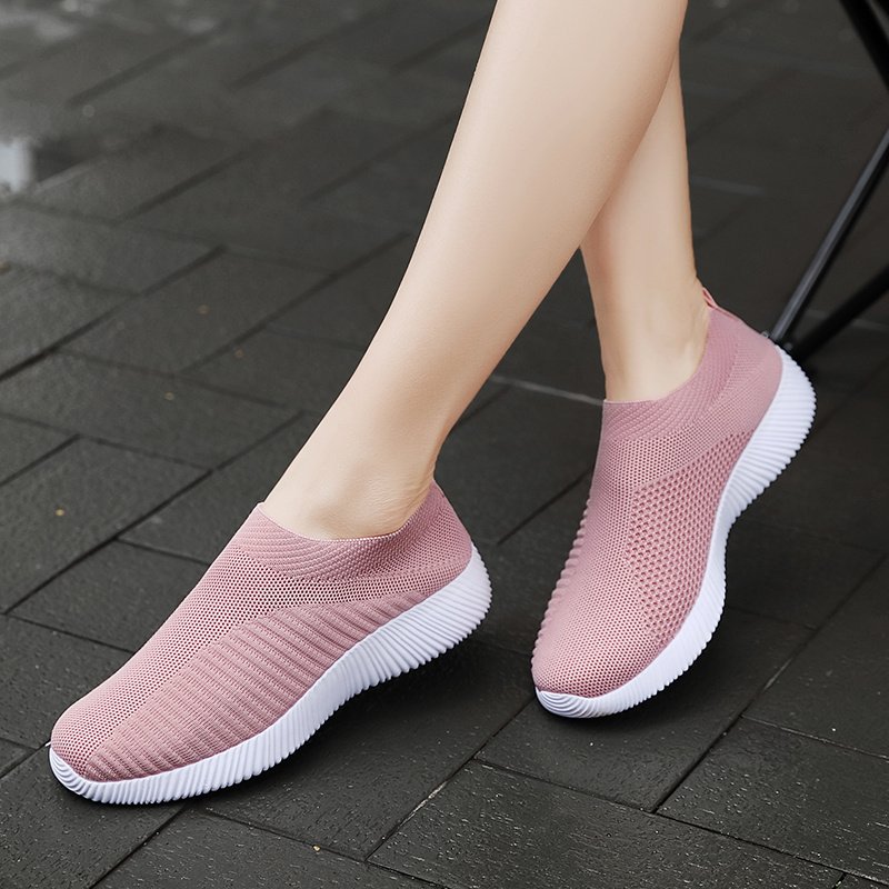 Women's Solid Color Casual Shoes, Lightweight Breathable Slip On Socks Shoes, Low Top Sneakers - Image 69