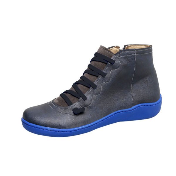 Women's Flat Lace Up High Top Boots, Solid Color Comfortable Zipper Flat Sneakers, Women's Footwear - Image 31