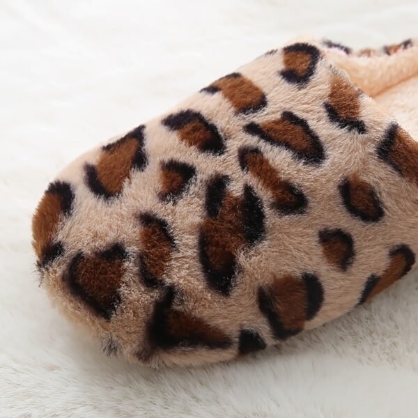 Women's Fluffy Home Slippers, Soft & Comfortable Leopard Pattern Indoor Slides - Image 4