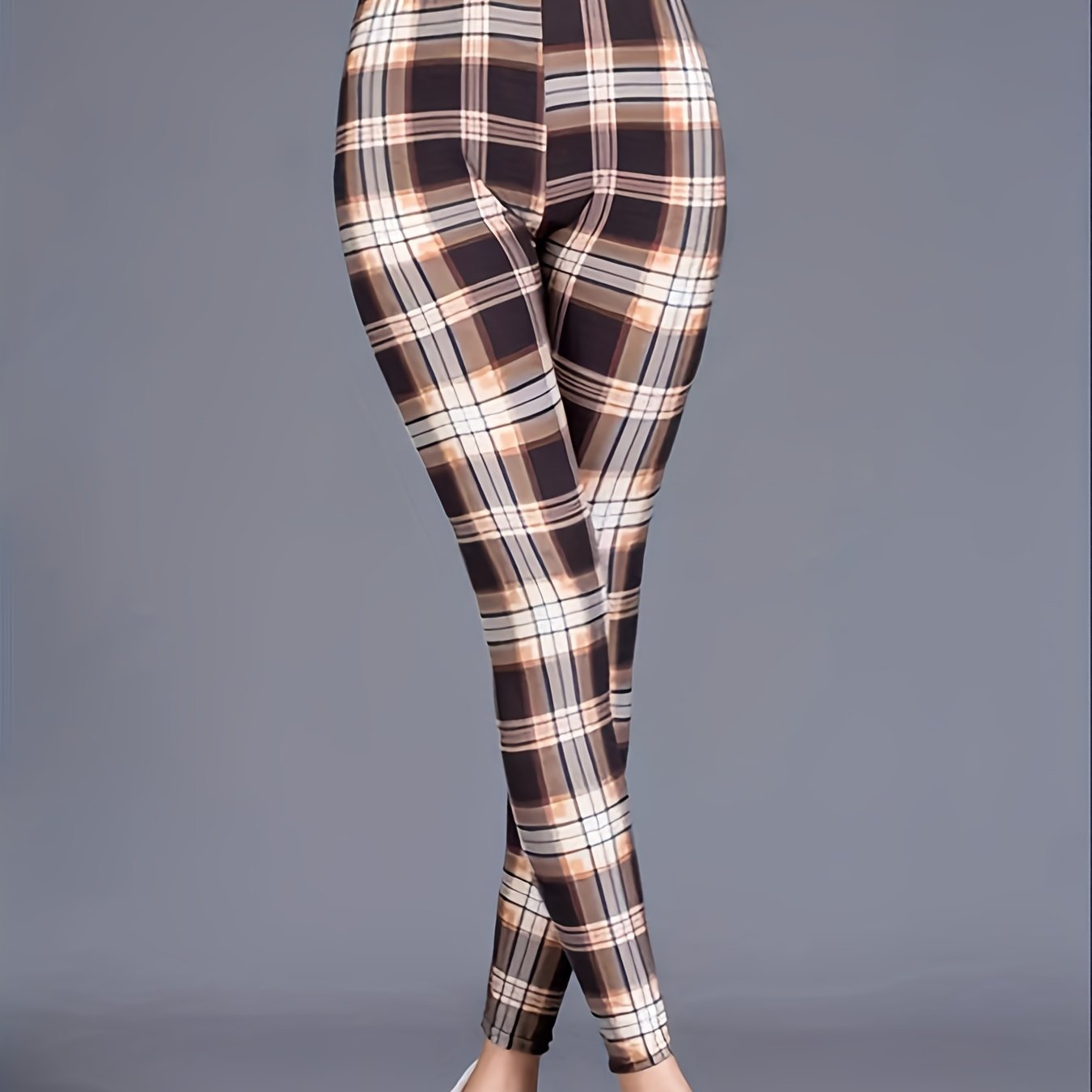 Sexy Plaid Print Leggings, Casual High Waist Elastic Fashion Bottoms Slim Leggings, Women's Clothing - Image 11