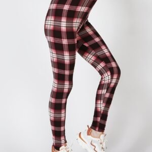High Waist Elastic Plaid Print Leggings - Casual Jegging Slim Fashion Sports Bottoms for Women
