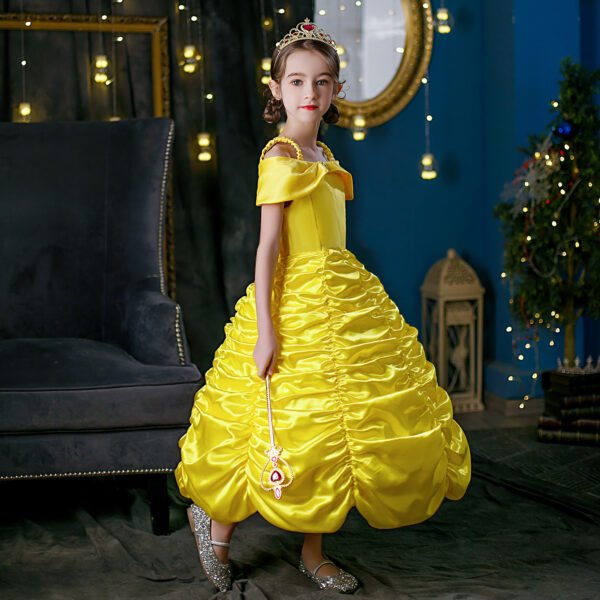 Princess Dress Costume Set for Girls with Crown, Necklace, Ring Jewelry Accessories - Image 25