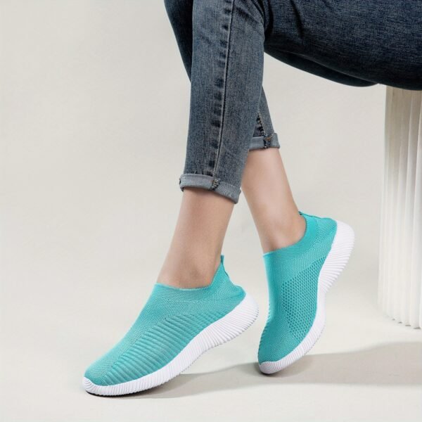 Women's Solid Color Casual Shoes, Lightweight Breathable Slip On Socks Shoes, Low Top Sneakers - Image 25
