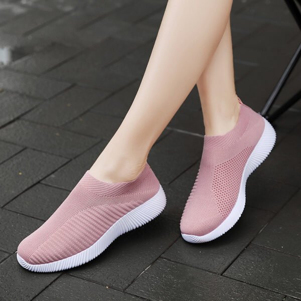 Women's Solid Color Casual Shoes, Lightweight Breathable Slip On Socks Shoes, Low Top Sneakers - Image 68