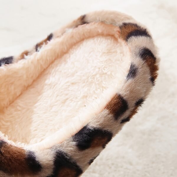 Women's Fluffy Home Slippers, Soft & Comfortable Leopard Pattern Indoor Slides - Image 6