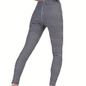 Sexy Plaid Print Leggings, Casual High Waist Elastic Fashion Bottoms Slim Leggings, Women's Clothing