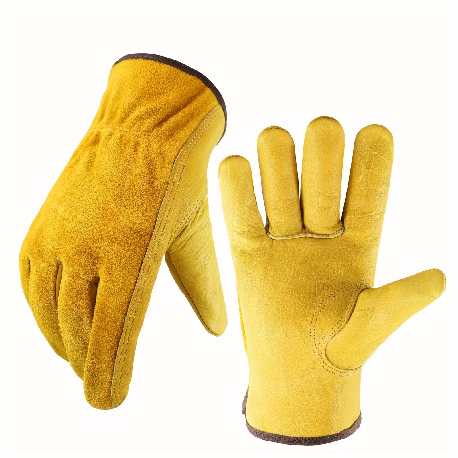 1 Pair Of Leather Work Gloves, Flexible Grip Tough Cowhide Gardening Gloves For Wood Cutting/Construction/Truck Driving/Garden/Yard Working For Men And Women - Image 7