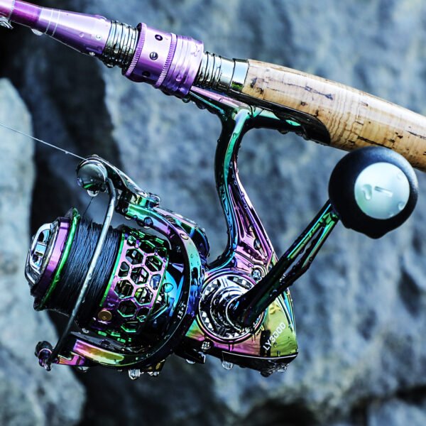 Sougayilang Ultra Smooth Spinning Fishing Reel, 13+1BB, Lightweight Aluminum Alloy, Ambidextrous Handle, Vibrant Iridescent Finish - Ideal for Freshwater & Saltwater Fishing, Fishing Gear - Image 10