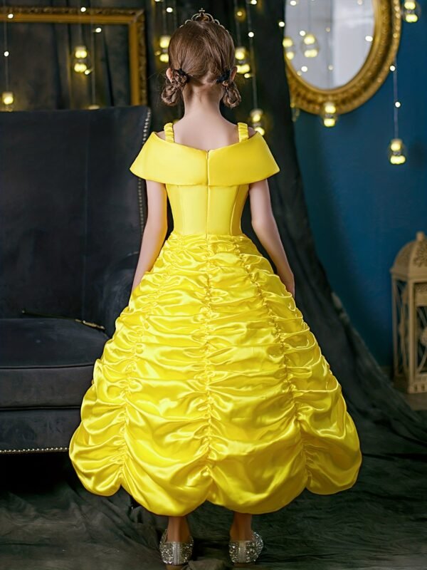 Princess Dress Costume Set for Girls with Crown, Necklace, Ring Jewelry Accessories - Image 5