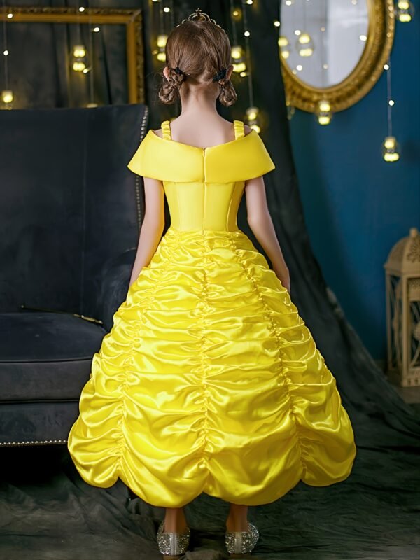 Princess Dress Costume Set for Girls with Crown, Necklace, Ring Jewelry Accessories - Image 4