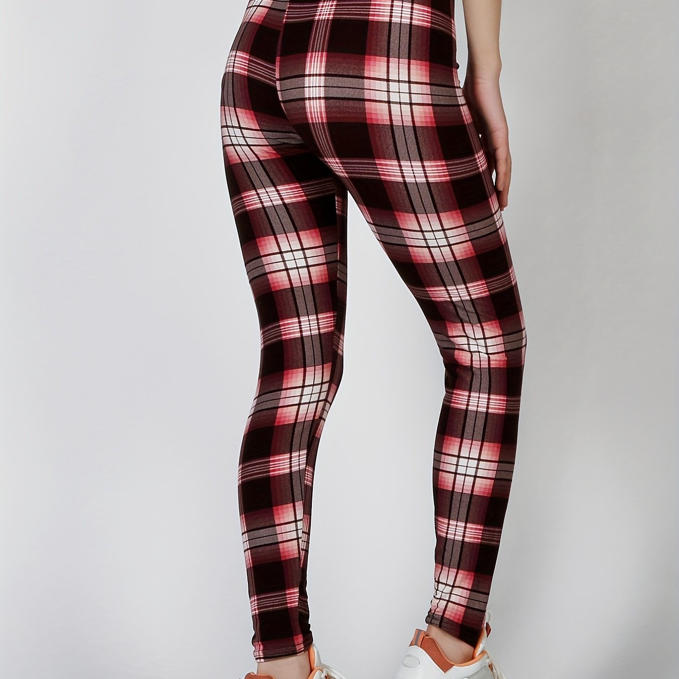 Sexy Plaid Print Leggings, Casual High Waist Elastic Fashion Bottoms Slim Leggings, Women's Clothing - Image 21