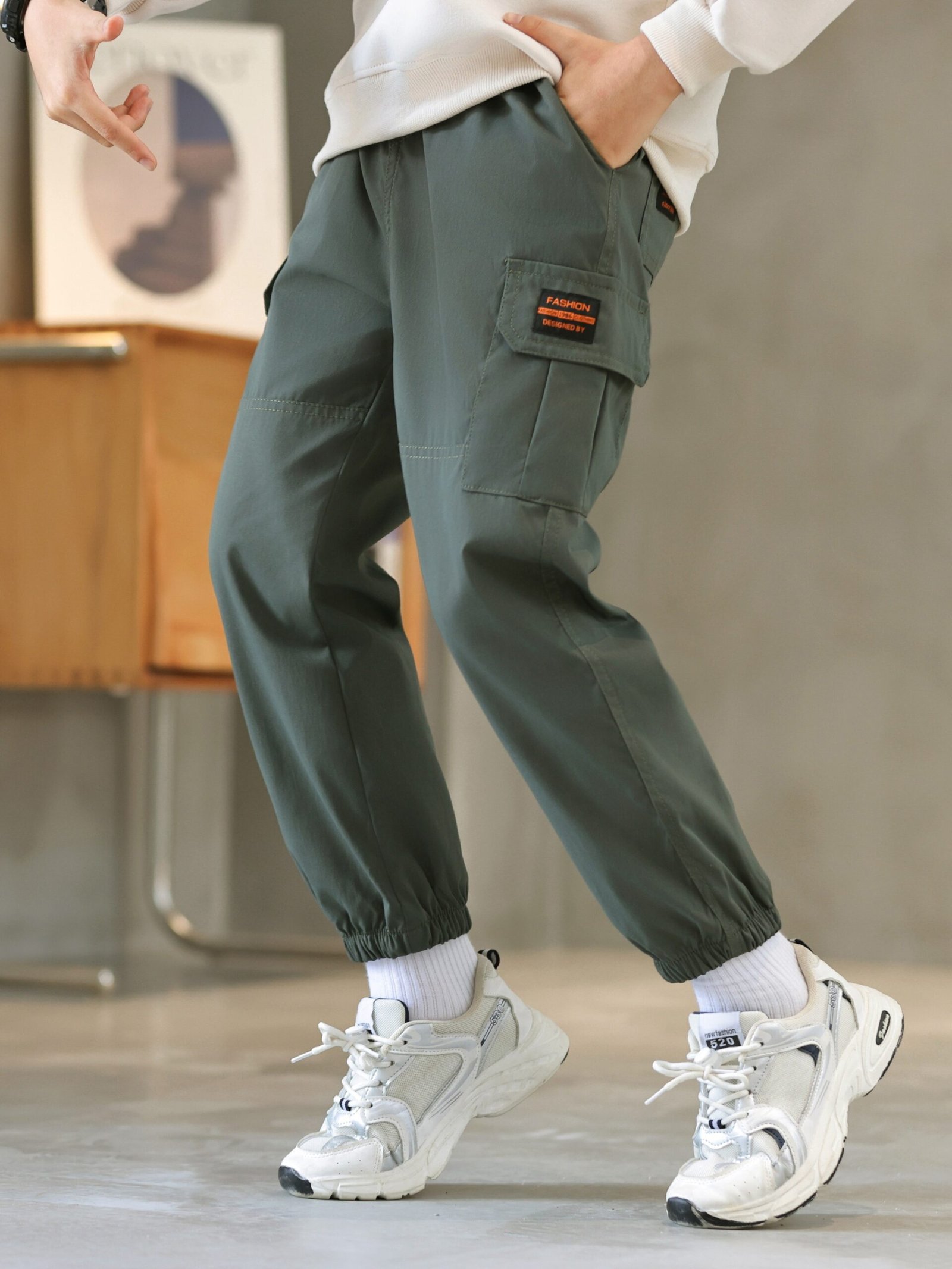 Boys Cargo Trouser Joggers, Kids Autumn & Spring Clothes - Image 3